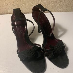 Via Spiga Black Suede Ankle Strap Stiletto Heel Strappy Sandals Size 6.5